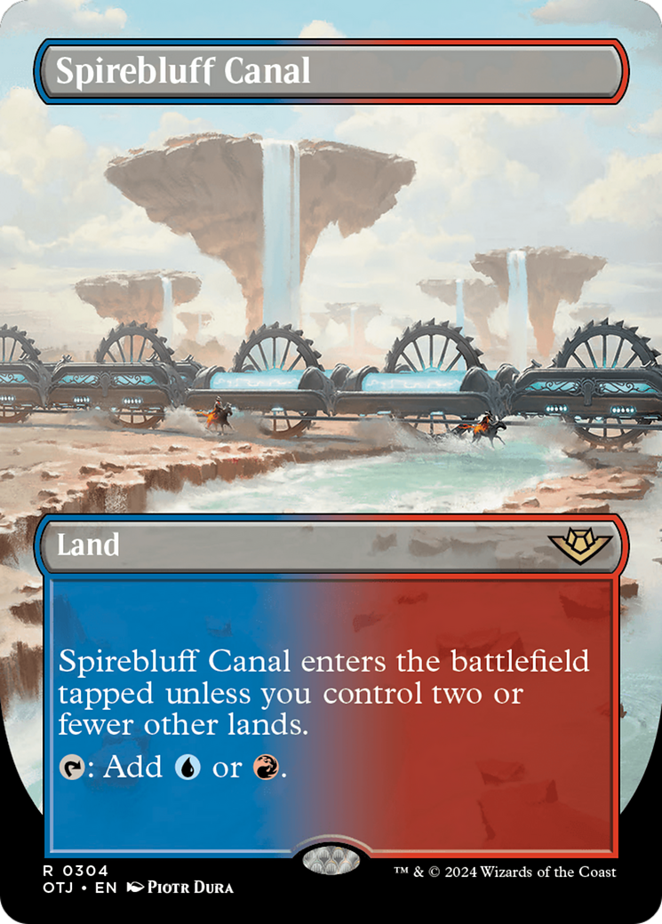 Spirebluff Canal (Borderless) [Outlaws of Thunder Junction] | Jomio and Rueliete's Cards and Comics