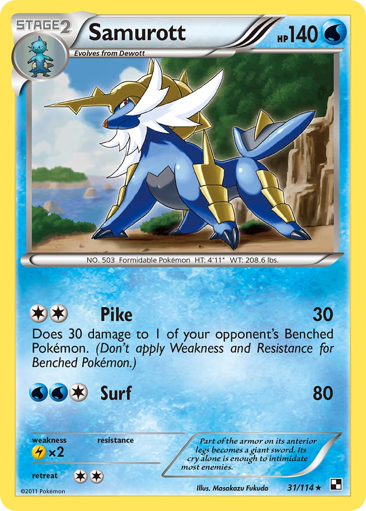 Samurott (31/114) (Theme Deck Exclusive) [Black & White: Base Set] | Jomio and Rueliete's Cards and Comics