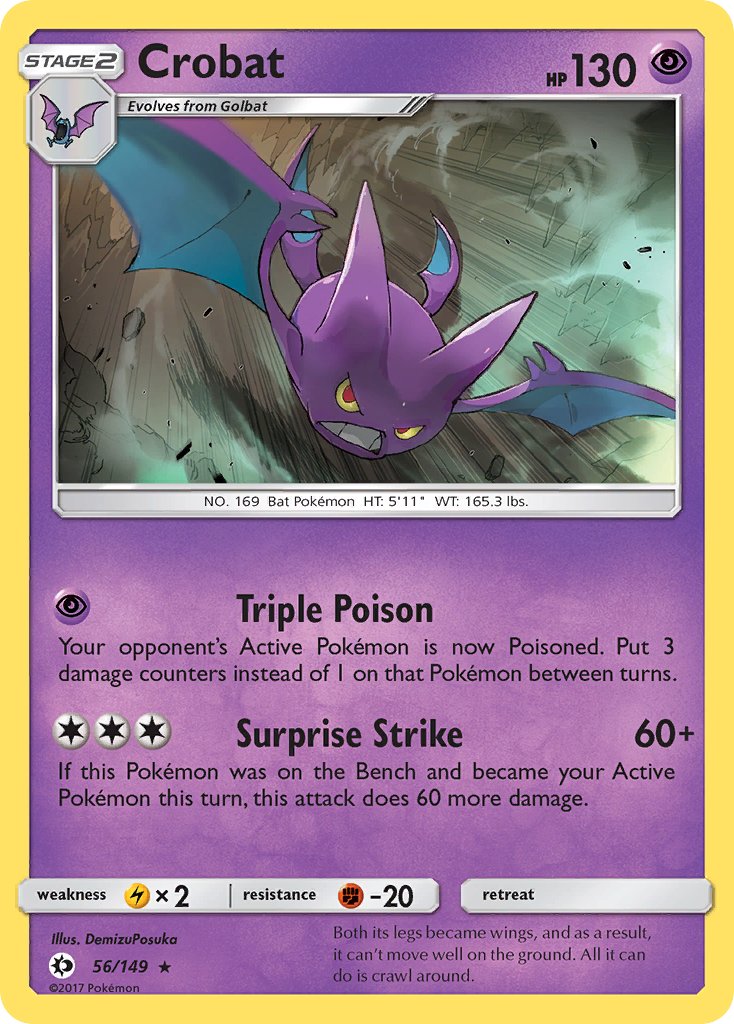 Crobat (56/149) (Prerelease Kit Exclusive) (Theme Deck Exclusive) [Sun & Moon: Base Set] | Jomio and Rueliete's Cards and Comics