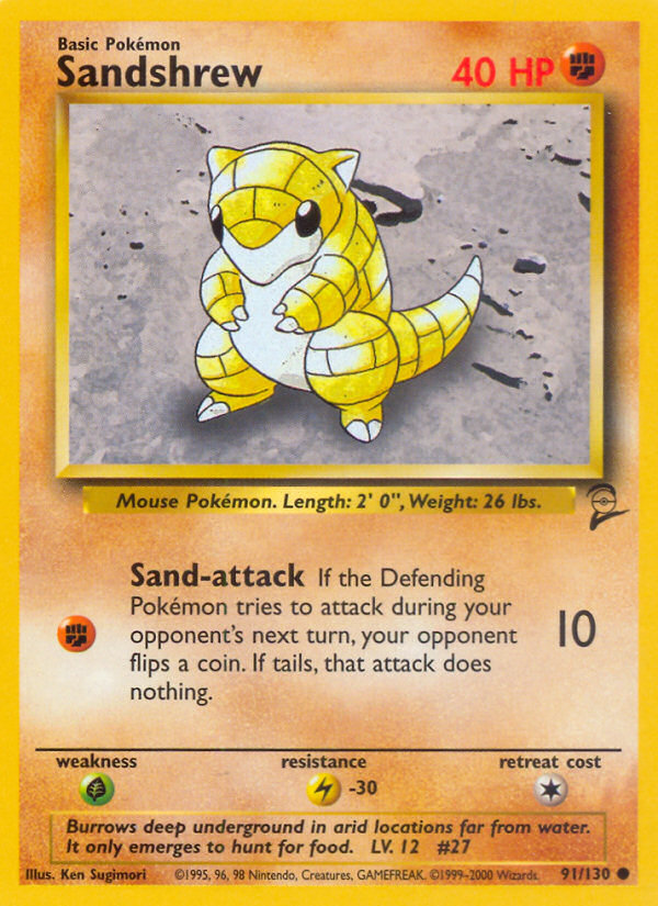 Sandshrew (91/130) [Base Set 2] | Jomio and Rueliete's Cards and Comics