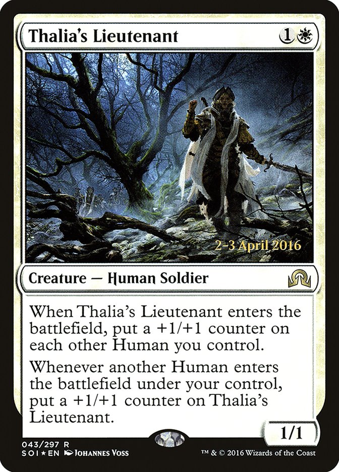 Thalia's Lieutenant [Shadows over Innistrad Prerelease Promos] | Jomio and Rueliete's Cards and Comics