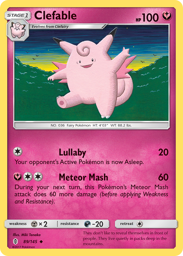 Clefable (89/145) [Sun & Moon: Guardians Rising] | Jomio and Rueliete's Cards and Comics