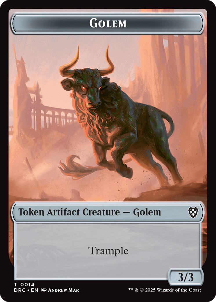 Golem (0014) // Thopter (0010) Double-Sided Token [Aetherdrift Commander Tokens] | Jomio and Rueliete's Cards and Comics