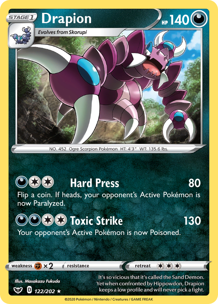 Drapion (122/202) [Sword & Shield: Base Set] | Jomio and Rueliete's Cards and Comics