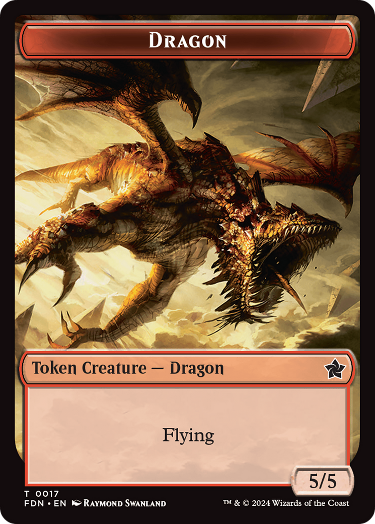Cat Beast // Dragon (0017) Double-Sided Token [Foundations Tokens] | Jomio and Rueliete's Cards and Comics