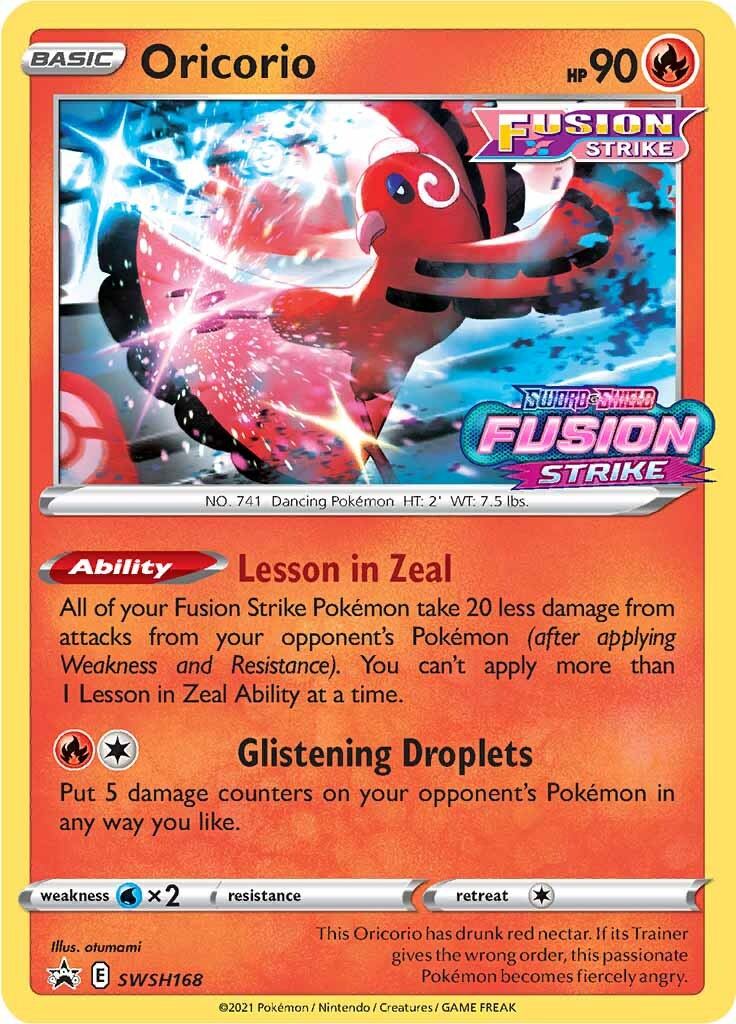 Oricorio (SWSH168) (Prerelease Promo) [Sword & Shield: Black Star Promos] | Jomio and Rueliete's Cards and Comics