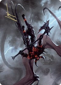Burning-Rune Demon Art Card (Gold-Stamped Signature) [Kaldheim Art Series] | Jomio and Rueliete's Cards and Comics