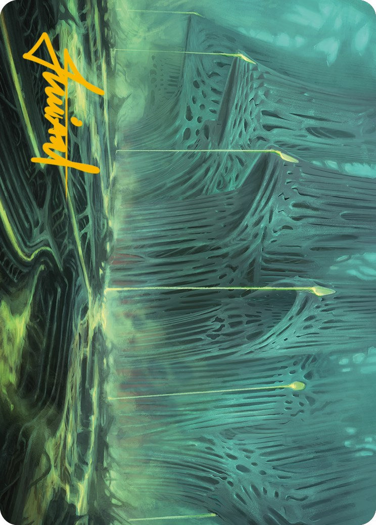 Swamp Art Card (Gold-Stamped Signature) [Phyrexia: All Will Be One Art Series] | Jomio and Rueliete's Cards and Comics