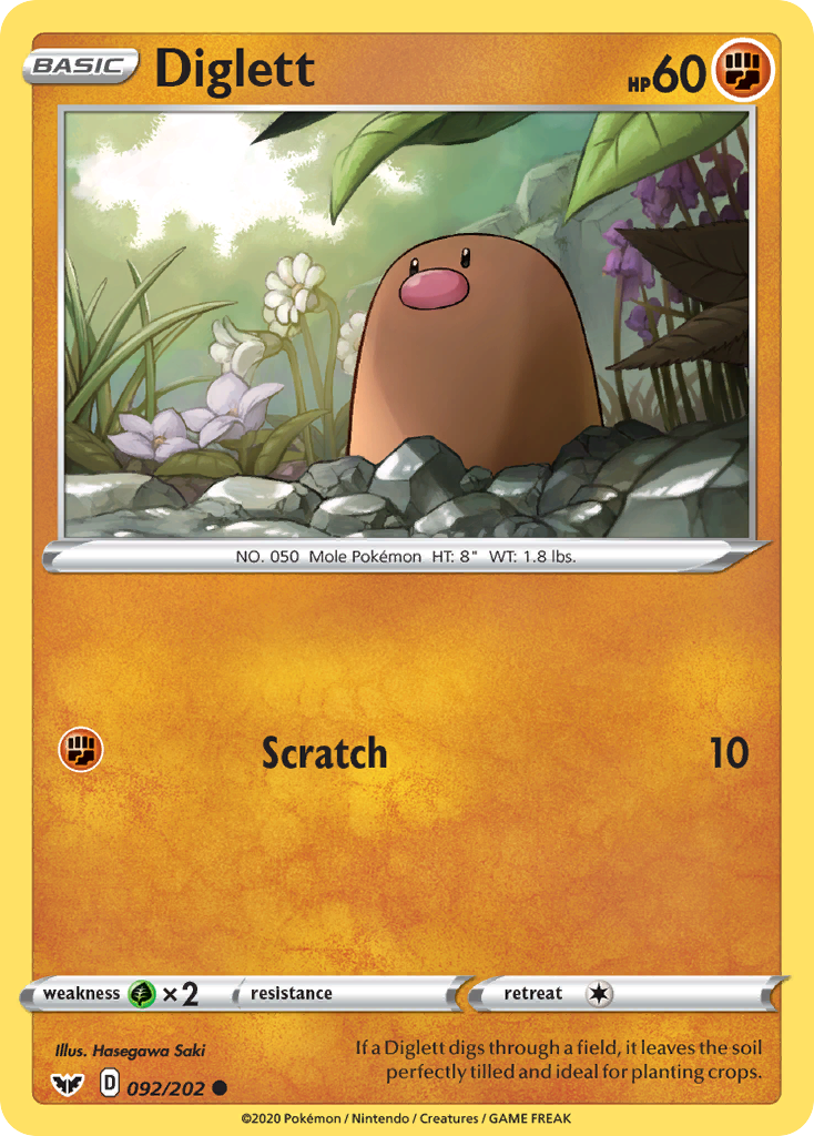 Diglett (092/202) [Sword & Shield: Base Set] | Jomio and Rueliete's Cards and Comics