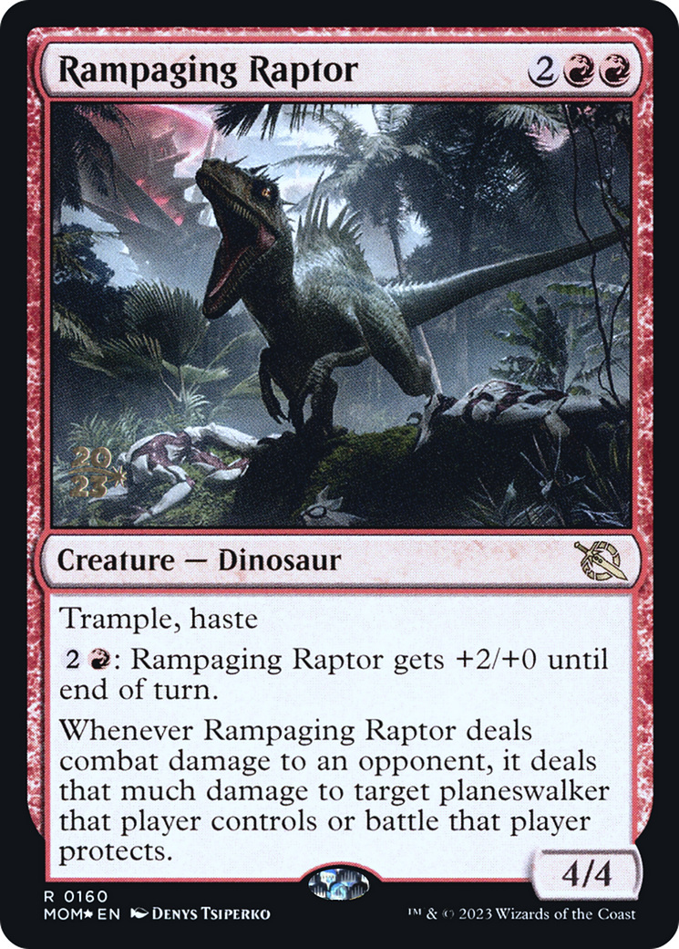 Rampaging Raptor [March of the Machine Prerelease Promos] | Jomio and Rueliete's Cards and Comics