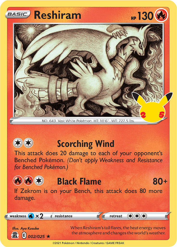 Reshiram (002/025) [Celebrations: 25th Anniversary] | Jomio and Rueliete's Cards and Comics