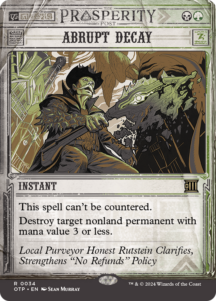 Abrupt Decay [Outlaws of Thunder Junction: Breaking News] | Jomio and Rueliete's Cards and Comics