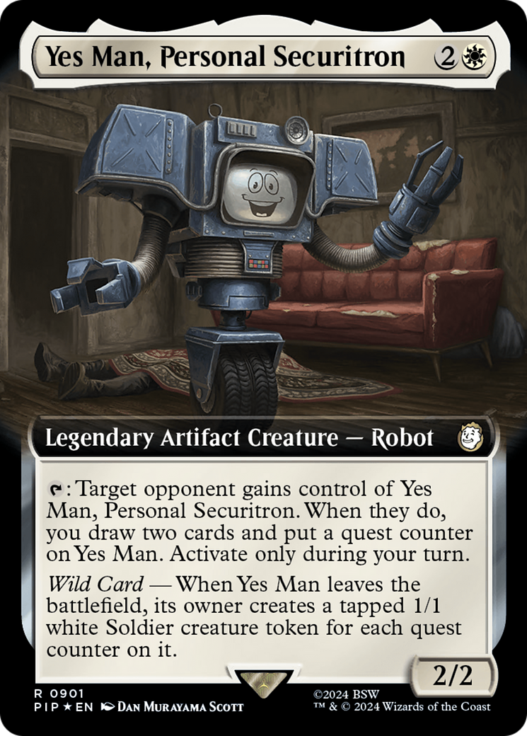 Yes Man, Personal Securitron (Extended Art) (Surge Foil) [Fallout] | Jomio and Rueliete's Cards and Comics