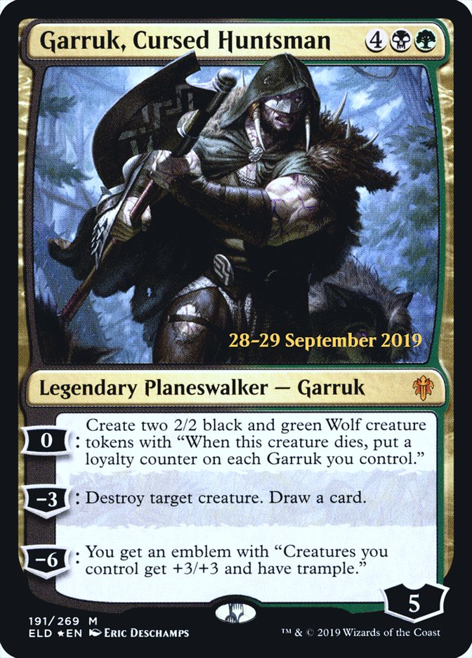 Garruk, Cursed Huntsman [Throne of Eldraine Prerelease Promos] | Jomio and Rueliete's Cards and Comics