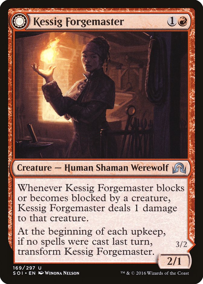 Kessig Forgemaster // Flameheart Werewolf [Shadows over Innistrad] | Jomio and Rueliete's Cards and Comics