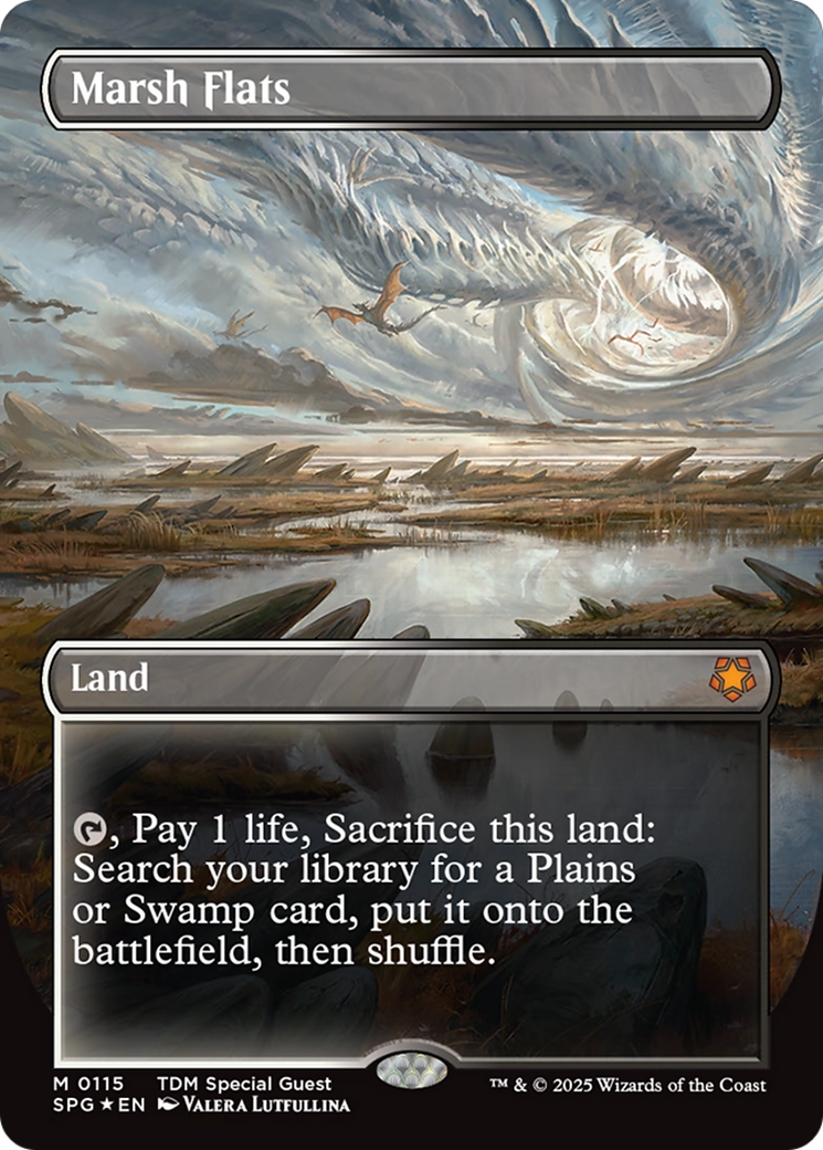 Marsh Flats (Borderless) (Dragonscale Foil) [Tarkir: Dragonstorm Special Guests] | Jomio and Rueliete's Cards and Comics