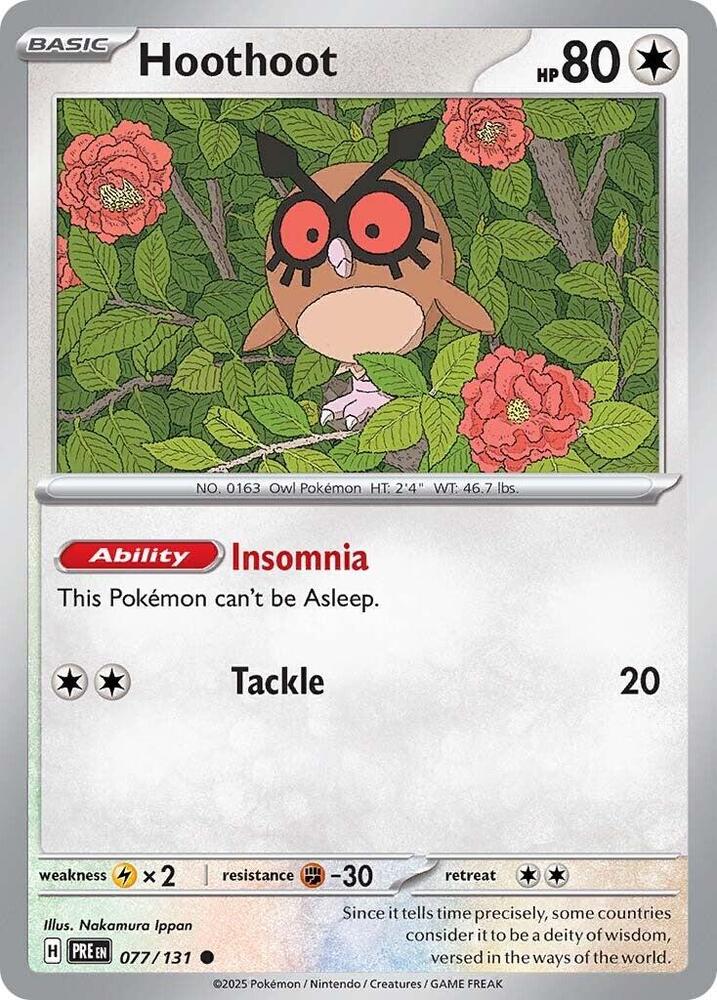 Hoothoot (077/131) [Scarlet & Violet: Prismatic Evolutions] | Jomio and Rueliete's Cards and Comics