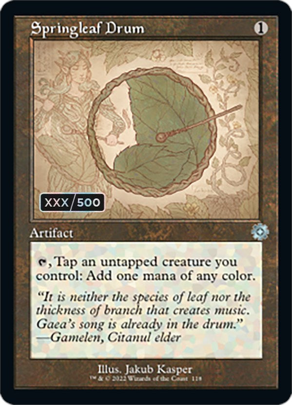 Springleaf Drum (Retro Schematic) (Serialized) [The Brothers' War Retro Artifacts] | Jomio and Rueliete's Cards and Comics