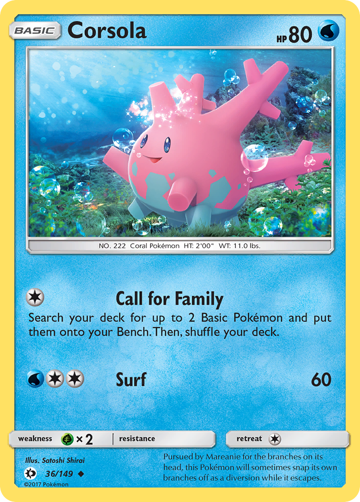 Corsola (36/149) [Sun & Moon: Base Set] | Jomio and Rueliete's Cards and Comics