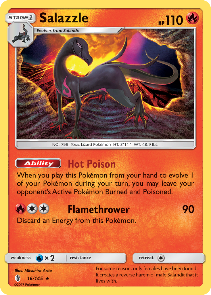 Salazzle (16/145) [Sun & Moon: Guardians Rising] | Jomio and Rueliete's Cards and Comics