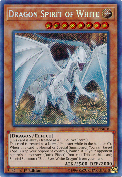 Dragon Spirit of White [LCKC-EN018] Secret Rare | Jomio and Rueliete's Cards and Comics