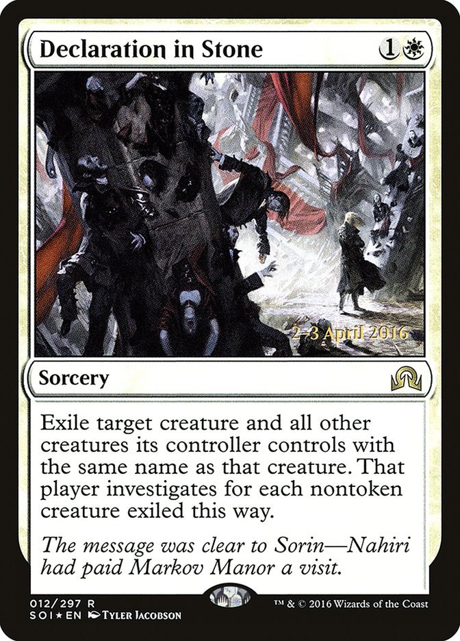 Declaration in Stone [Shadows over Innistrad Prerelease Promos] | Jomio and Rueliete's Cards and Comics
