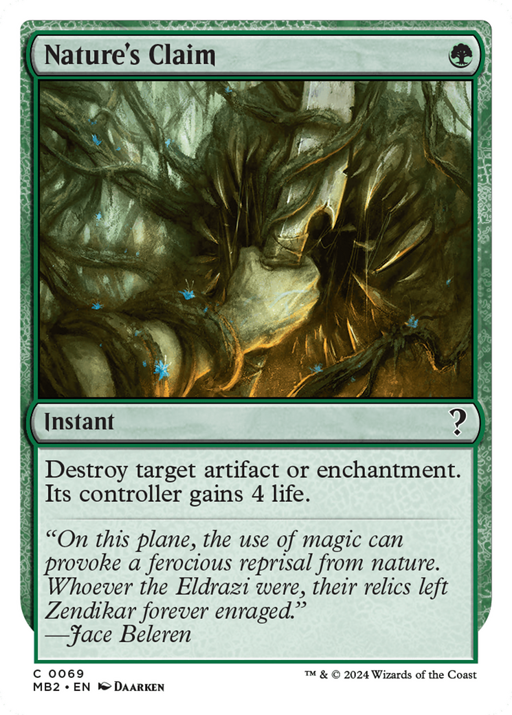 Nature's Claim (White Border) [Mystery Booster 2] | Jomio and Rueliete's Cards and Comics