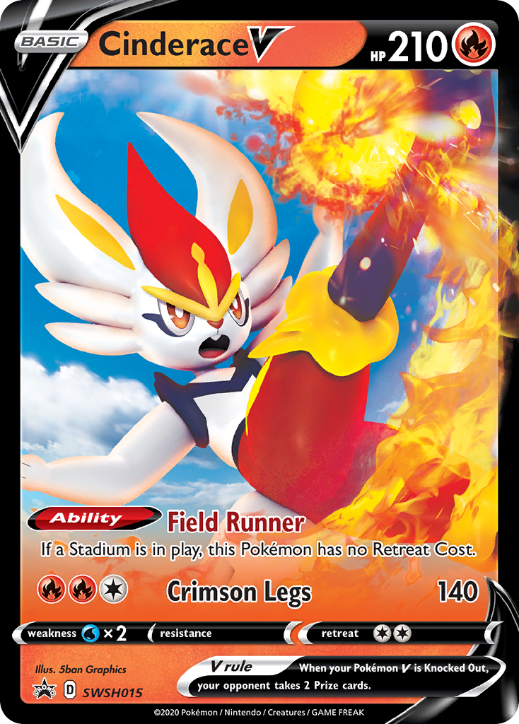 Cinderace V (SWSH015) (Jumbo Card) [Sword & Shield: Black Star Promos] | Jomio and Rueliete's Cards and Comics