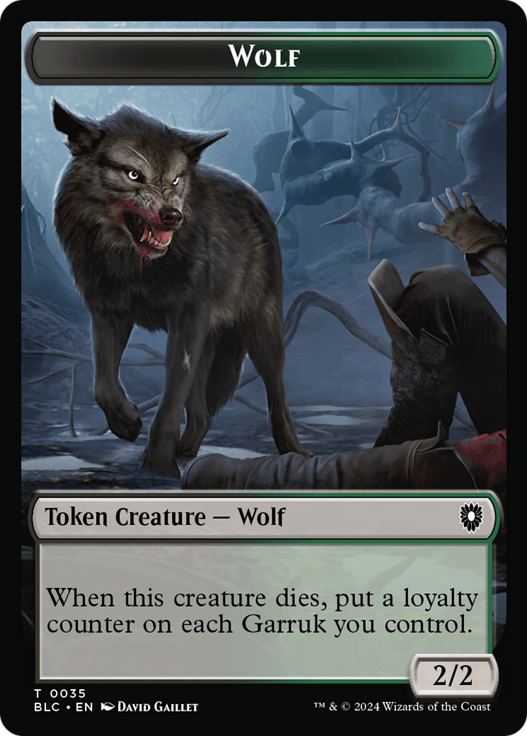 Human Soldier // Wolf (035) Double-Sided Token [Bloomburrow Commander Tokens] | Jomio and Rueliete's Cards and Comics