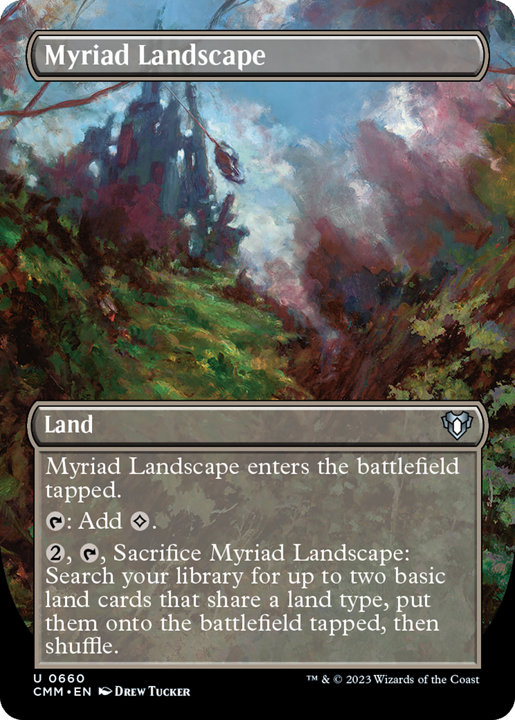 Myriad Landscape (Borderless Alternate Art) [Commander Masters] | Jomio and Rueliete's Cards and Comics