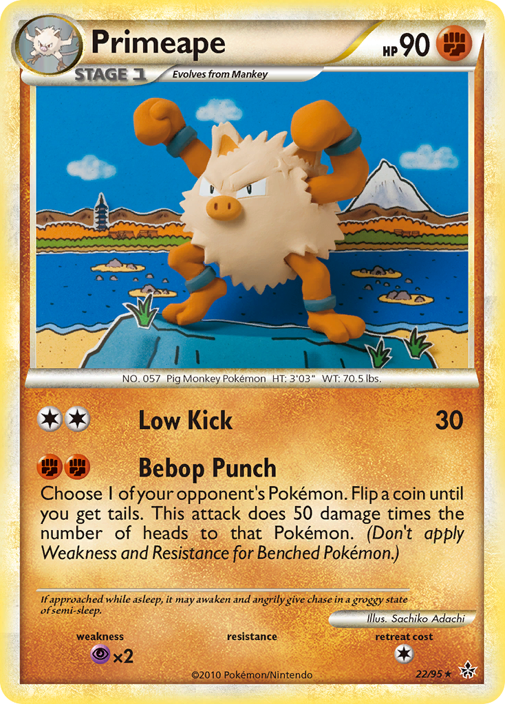 Primeape (22/95) [HeartGold & SoulSilver: Unleashed] | Jomio and Rueliete's Cards and Comics