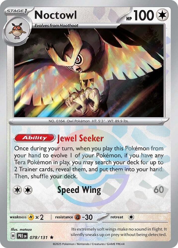 Noctowl (078/131) (Poke Ball Pattern) [Scarlet & Violet: Prismatic Evolutions] | Jomio and Rueliete's Cards and Comics
