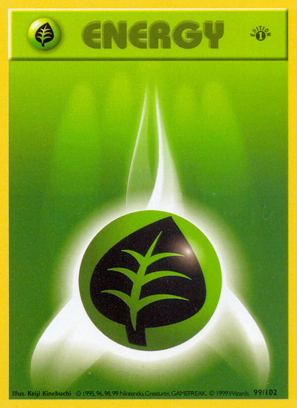 Grass Energy (99/102) (Shadowless) [Base Set 1st Edition] | Jomio and Rueliete's Cards and Comics