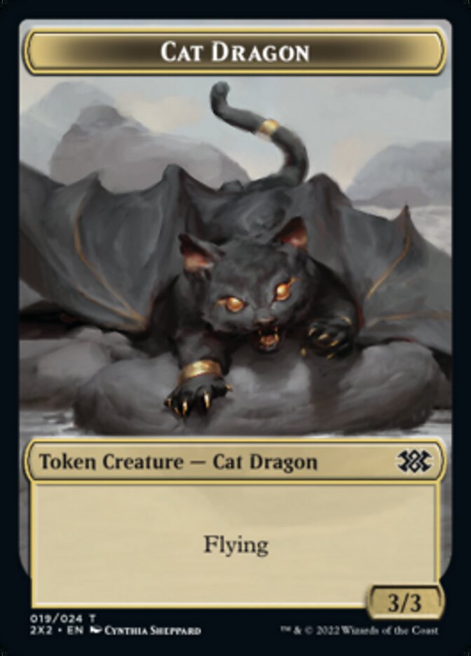 Cat Dragon // Monk Double-Sided Token [Double Masters 2022 Tokens] | Jomio and Rueliete's Cards and Comics