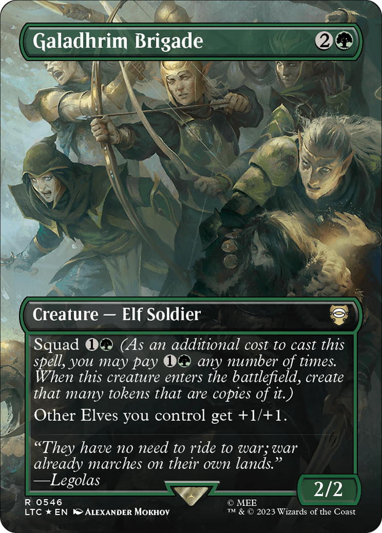 Galadhrim Brigade (Borderless) (Surge Foil) [The Lord of the Rings: Tales of Middle-Earth Commander] | Jomio and Rueliete's Cards and Comics