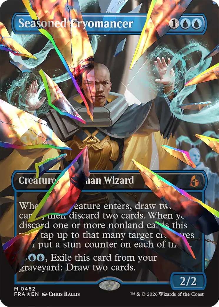Seasoned Cryomancer (Borderless) (Facet Foil) (0452) [Reality Fracture] | Jomio and Rueliete's Cards and Comics
