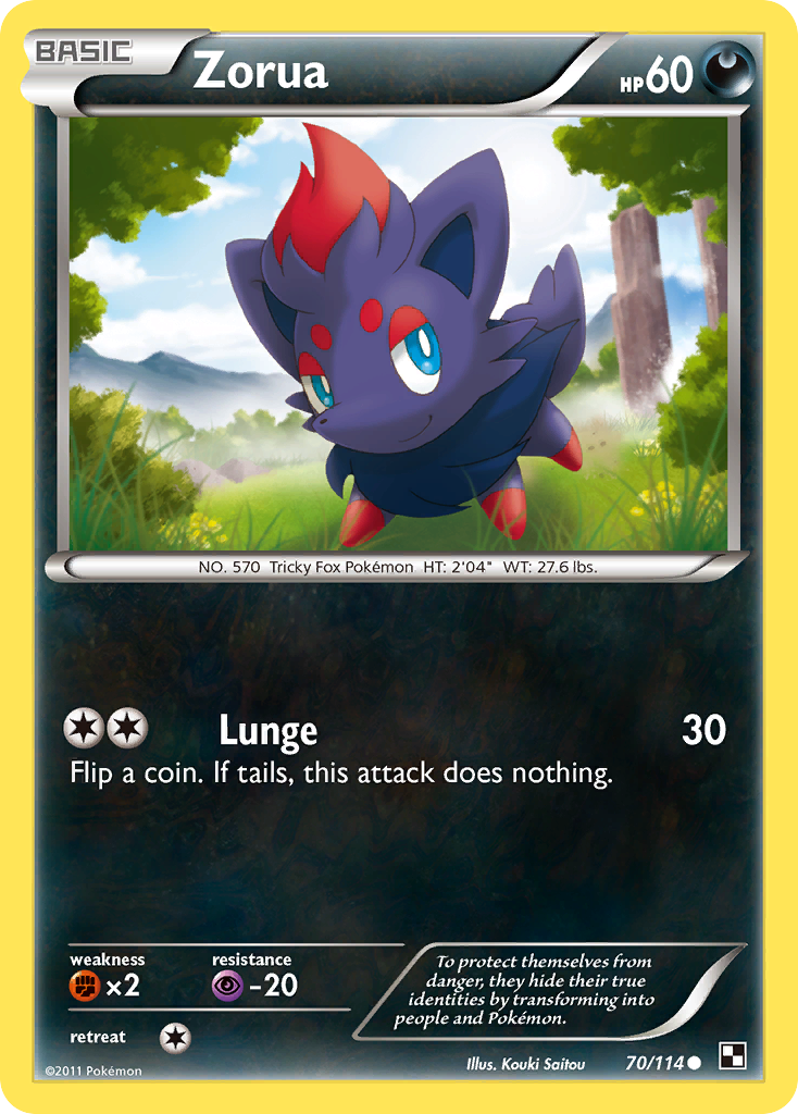 Zorua (70/114) [Black & White: Base Set] | Jomio and Rueliete's Cards and Comics