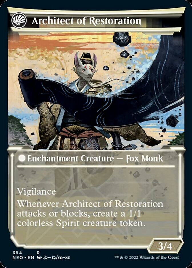 The Restoration of Eiganjo // Architect of Restoration (Showcase Soft Glow) [Kamigawa: Neon Dynasty] | Jomio and Rueliete's Cards and Comics