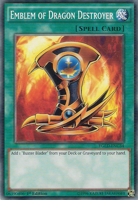 Emblem of Dragon Destroyer [YGLD-ENC34] Common | Jomio and Rueliete's Cards and Comics