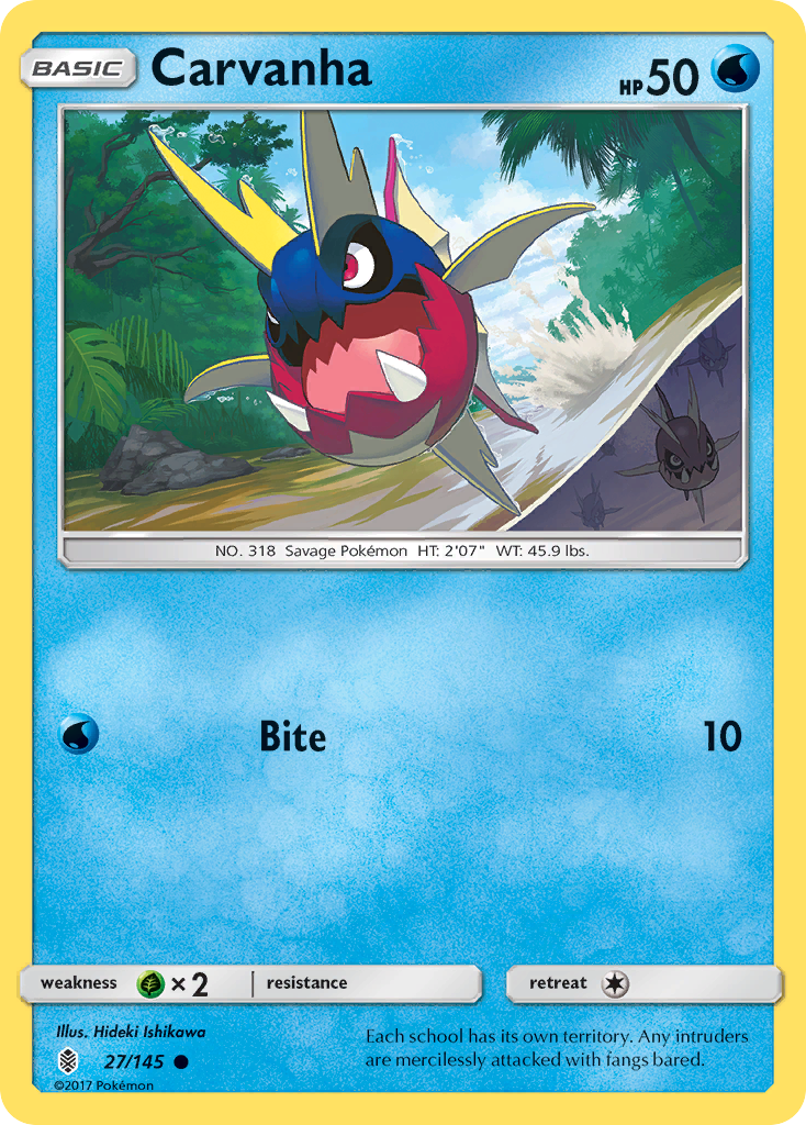 Carvanha (27/145) [Sun & Moon: Guardians Rising] | Jomio and Rueliete's Cards and Comics