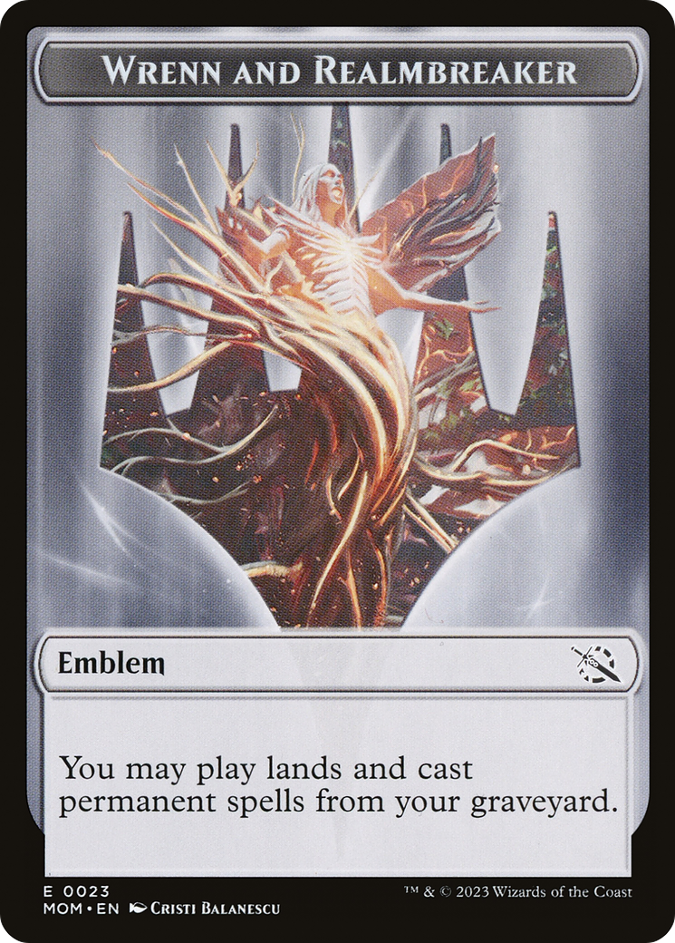 Warrior // Wrenn and Realmbreaker Emblem Double-Sided Token [March of the Machine Tokens] | Jomio and Rueliete's Cards and Comics