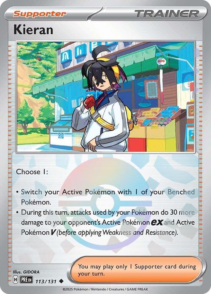 Kieran (113/131) (Poke Ball Pattern) [Scarlet & Violet: Prismatic Evolutions] | Jomio and Rueliete's Cards and Comics