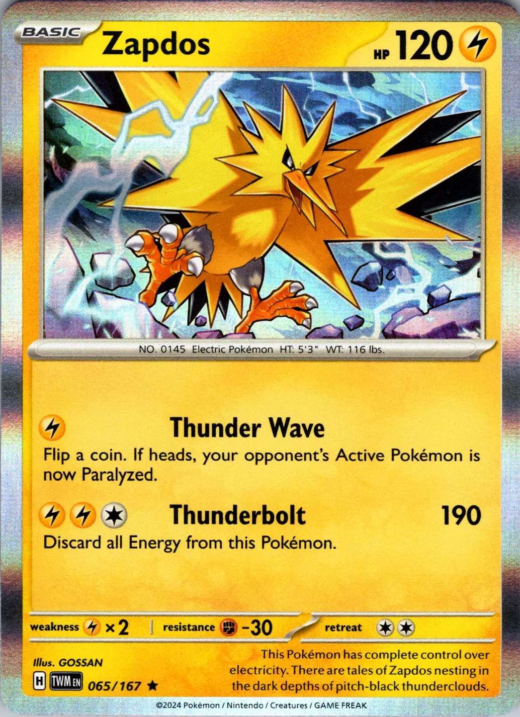 Zapdos (065/167) [Scarlet & Violet: Twilight Masquerade] | Jomio and Rueliete's Cards and Comics