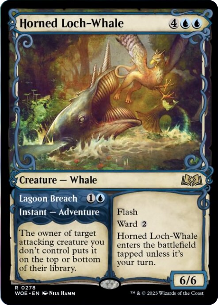 Horned Loch-Whale // Lagoon Breach (Showcase) [Wilds of Eldraine] | Jomio and Rueliete's Cards and Comics