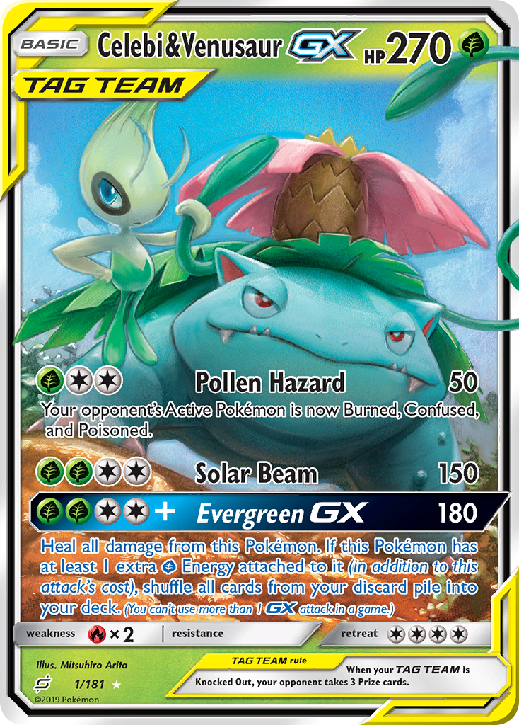 Celebi & Venusaur GX (1/181) [Sun & Moon: Team Up] | Jomio and Rueliete's Cards and Comics