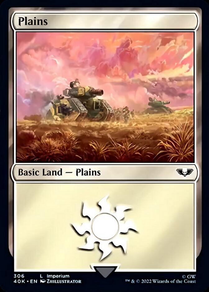 Plains (306) (Surge Foil) [Warhammer 40,000] | Jomio and Rueliete's Cards and Comics