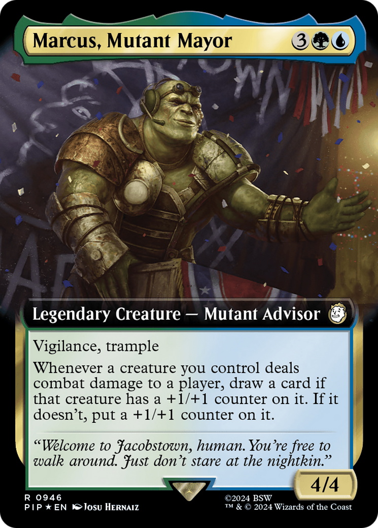 Marcus, Mutant Mayor (Extended Art) (Surge Foil) [Fallout] | Jomio and Rueliete's Cards and Comics
