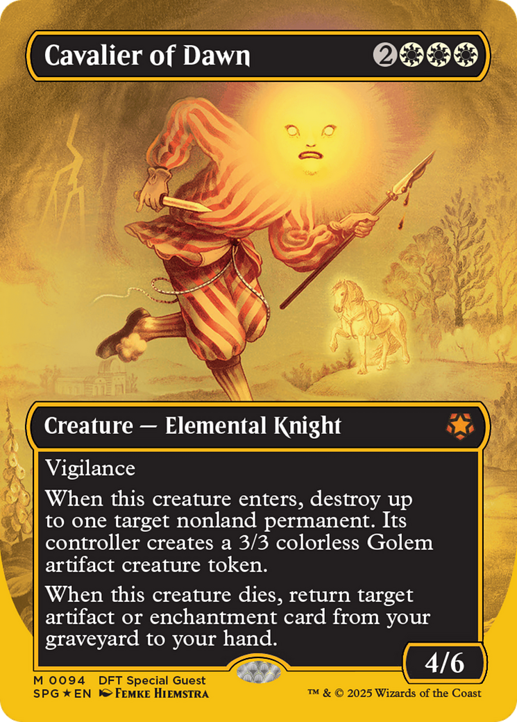 Cavalier of Dawn (Borderless) (First-Place Foil) [Aetherdrift Special Guests] | Jomio and Rueliete's Cards and Comics