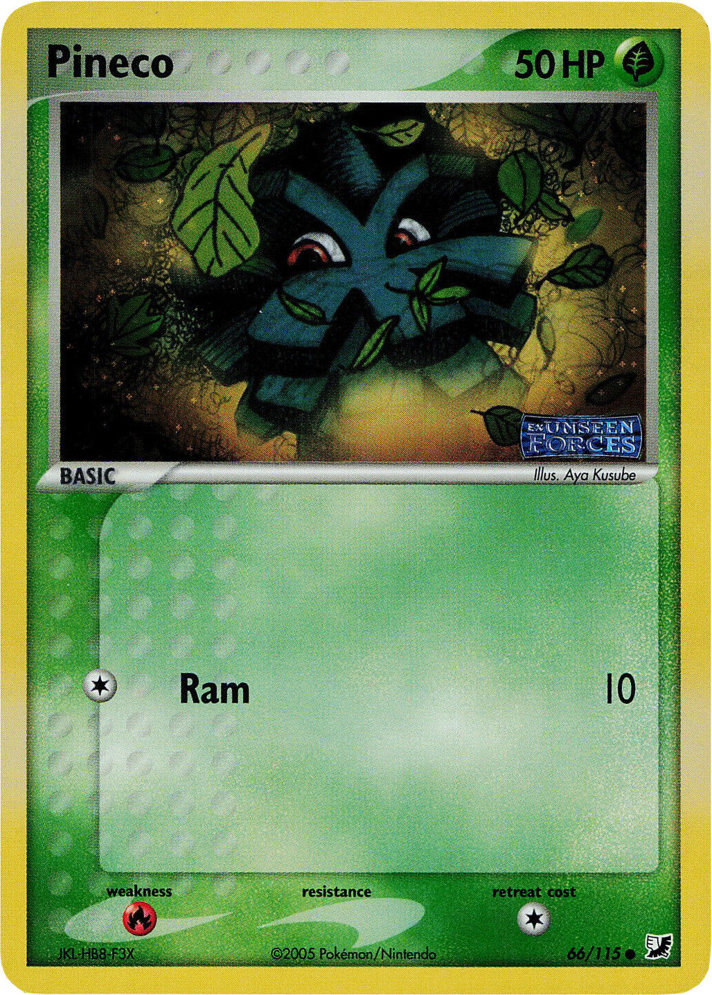 Pineco (66/115) (Stamped) [EX: Unseen Forces] | Jomio and Rueliete's Cards and Comics