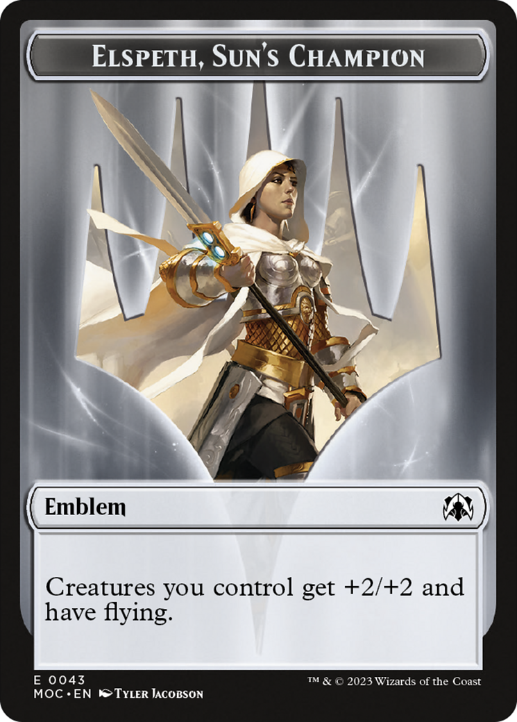 Warrior // Elspeth, Sun's Champion Emblem Double-Sided Token [March of the Machine Commander Tokens] | Jomio and Rueliete's Cards and Comics